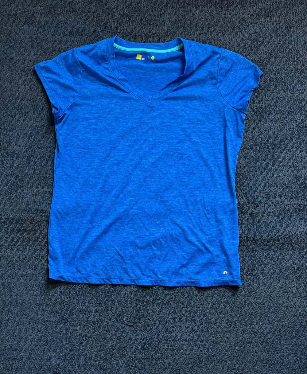 Xersion Women's V-Neck Short Sleeve Active Performance T-Shirt Royal Blue